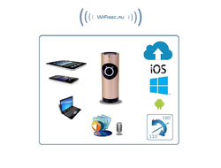 Видеоняня /WiFi IP видеокамера панорамная 180*110*  с DVR (fishR_v2), HD (360EyeS)