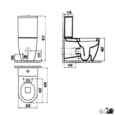 Унитаз-биде Creavit Free FE360.000, в комплекте с бачком MA410.000, напольный, приставной