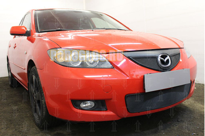 Защита радиатора Mazda 3 2006-2009 (седан) black верх