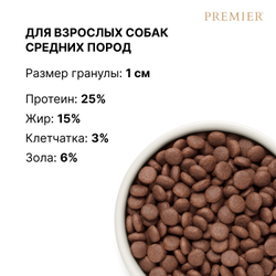 PREMIER (Премьер) сухой корм для собак средних пород, Ягненок, индейка 1 кг