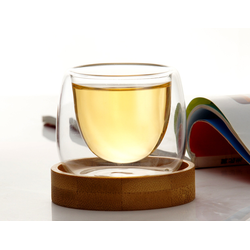 Пиала стекло на подставке из бамбука