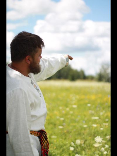 Рубаха &quot;Огонь и Вода&quot; (зелено-желтая)