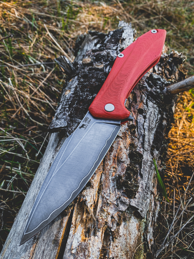 Складной нож Грач сталь ЛАМИНАТ Васильева, рукоять G10, цвет красный