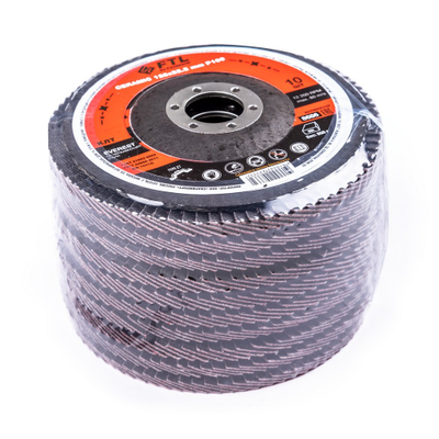 Круг лепестковый с керамическим абразивом для шлифования по нержавеющей стали FTL Everest 27 125 х 22,2 мм P100, Ferrline, 8686