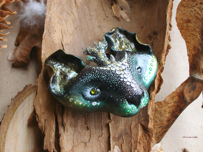 "КотоВолк (Котовий ЛосеВолк) из рода котов-единорогов" - брошь в лесном стиле