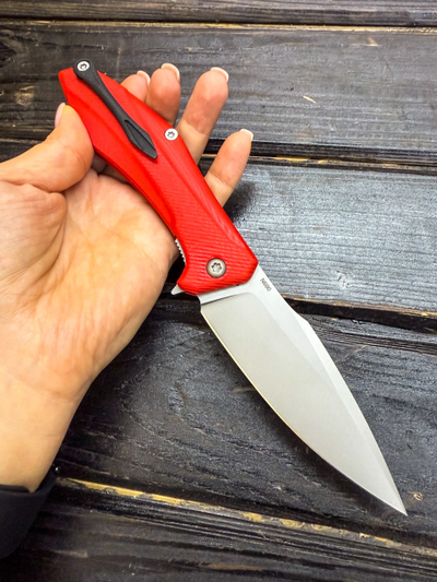 Складной нож Грач сталь N690, рукоять G10, цвет красный