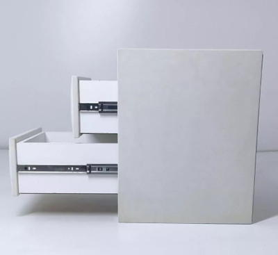 Прикроватная тумба MyCloud Турель, мягкая, в мебельной ткани, два ящика, с доводчиками и стеклом