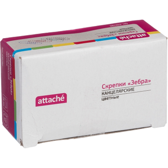 Скрепки Attache, 28, полимерное, овальная, 100 шт, в картонной упаковке (разноцветный)
