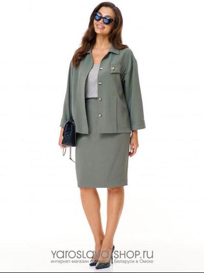 Модель: 2861.Стильный костюм в деловом стиле, состоит из жакета и юбки