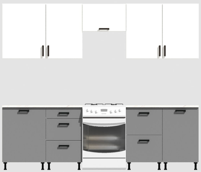 Кухня Эконом 2,1 метра (600х450х600х450) Цвет: Белый/Базальт