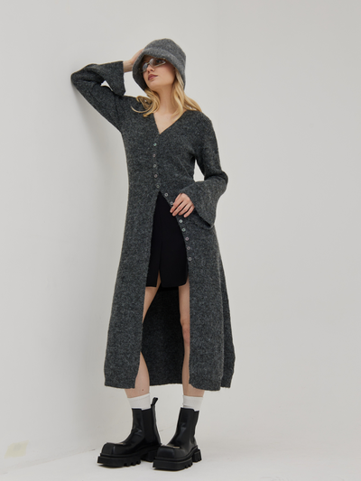 Длинный кардиган вязанный на пуговицах