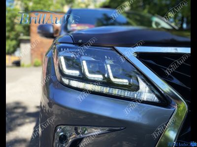 Фары Lexus LX 570 2012-2015 LED 3 линзы стиль 20г.