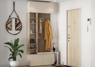 БОХО Прихожая Корпус - Дуб Крафт серый Фасад ЛДСП - Кашемир 5981 BS