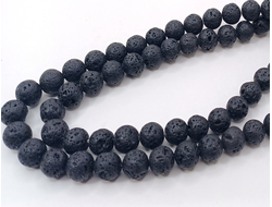 Лава бусины на нити 10 мм черный