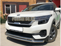 Защита переднего бампера двойная d60/42 для Kia Seltos (2019-...)