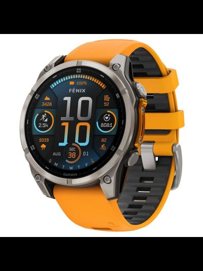 Часы Garmin Fenix 8 —47mm AMOLED Sapphire Titanium Spark Orange / Graphite