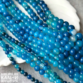 Тонированные агаты, шары с полосками и рисунками в ассортименте, цена за нить 37 см