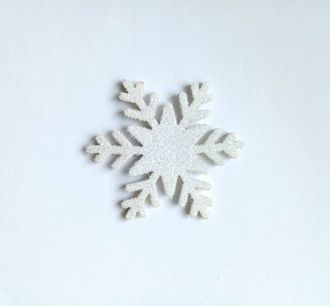Снежинка из глиттерного фоамирана 3 см, цвет белый перламутр