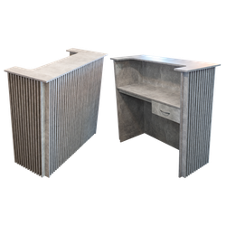 Тучков шоп. Торговое оборудование. Ресепшн. Стойка-ресепшен Гармошка цвета бетон без подсветки