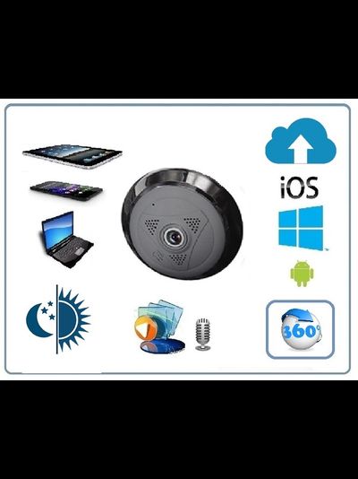 Панорамная потолочная WiFi видеокамера  с DVR (fish_ufo2_G), 960P HD (360EyeS)