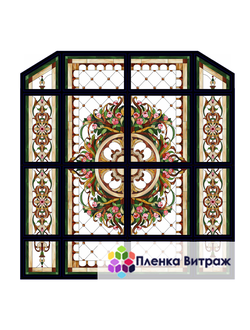 Пленка самоклеющая на потолок , розы витражная пленка, пленочный витраж с классическим рисунком
