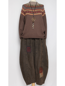 Джинсы "Аппликации" коричневые р.48-54