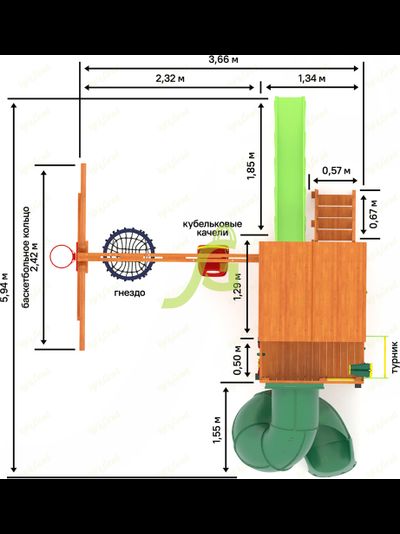 Детская площадка IgraGrad Крафт Pro 3 с трубой мод.2