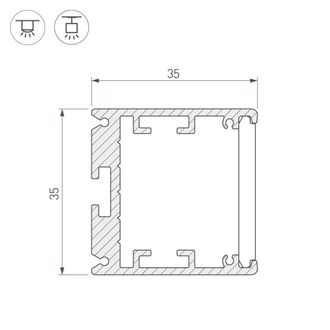 Профиль SL-ARC-3535-D1500-N90  (1180мм, дуга 1 из 4)