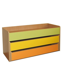 КРОВАТЬ ДЕТСКАЯ 17 (ЛДСП)ТРЁХЪЯРУСНАЯ (корпус бук, фасад зеленый/желтый/красный)