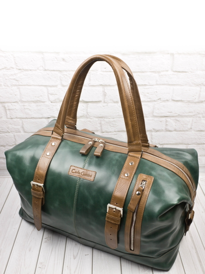 Кожаная дорожная сумка Campora Premium dark green (арт. 
4019-11)