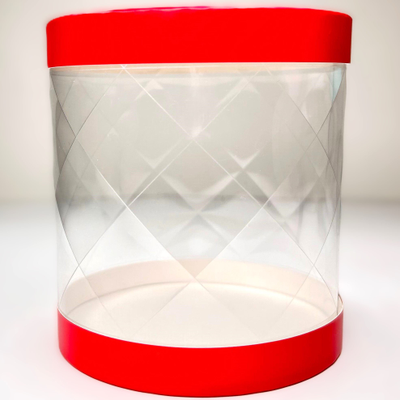 Коробка-тубус под бенто-торт (красная, узор), Д120*120мм