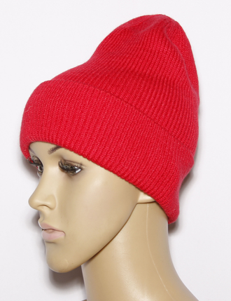 Шапка женская "Мелкая резинка одинарная" 965 оранжевая, салатная, чёрная, лимон, св.бежевая, красная, жёлтая, пудра