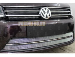 Защита радиатора Volkswagen Caddy 2015- (6 частей) chrome верх
