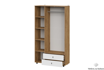 Байкал Шкаф трехстворчатый с ящиками SAFE Дуб Золотой/Белый матовый