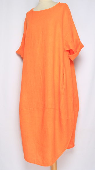 ПЛАТЬЕ БОХО ЛЬНЯНОЕ "ТЮЛЬПАН РАЗРЕЗЫ" красное, оранжевое, розовое, терракотовое, св.коричневое, электрик до р.54