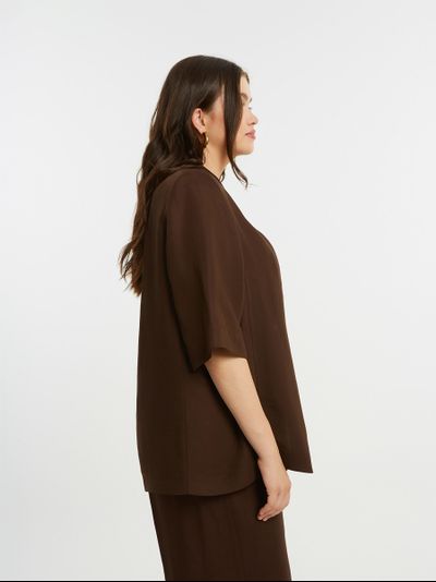 Жакет летний с коротким рукавом, коричневый