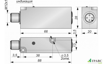 Оптический бесконтактный датчик O09-NO/NC-PNP-P