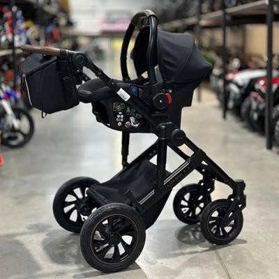 Детская коляска 3 в 1 Luxmom 808 Черный Экокожа