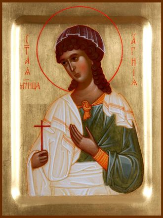Агния (Анна) Римская, Святая мученица, дева. Рукописная православная икона.