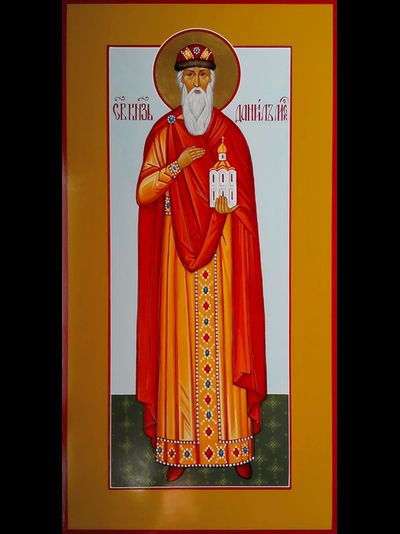 Даниил Московский, святой благоверный князь. Рукописная мерная икона.