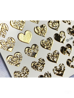 3D Хрустальный слайдер-дизайн 3D-146 GOLD CRYSTAL Сердечки