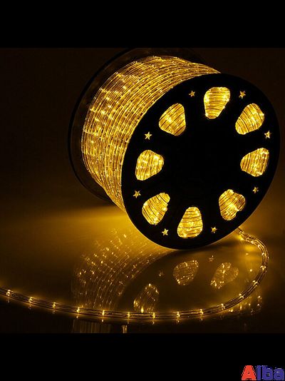 Дюралайт 24В круглый 13мм, 2 жильный, Желтый метражом