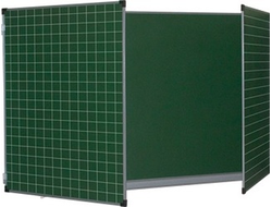 Школьная доска настенная трехэлементная для письма мелом, разлинованная клетка,линейка ДА-32