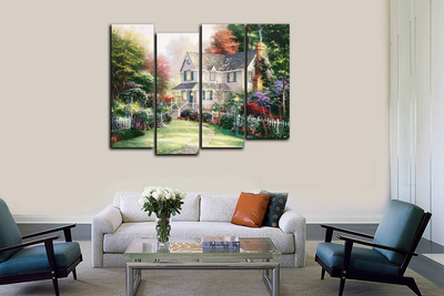 Модульная картина "Домик с чудесным садом"