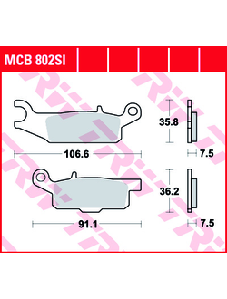 Тормозные колодки передние правые TRW MCB802SI (FA444) для квадроциклов Yamaha Grizzly 550/700 (3B4-W0045-10)