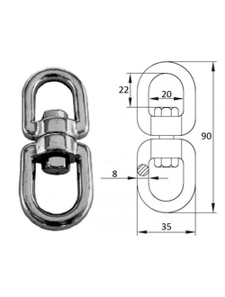 Вертлюг петля-петля 8мм CIM 2701-0108
