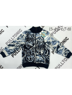 Детский свитер на молнии Волки