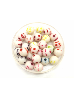 Бусины пластиковые фигурные, 8 мм смайлики микс