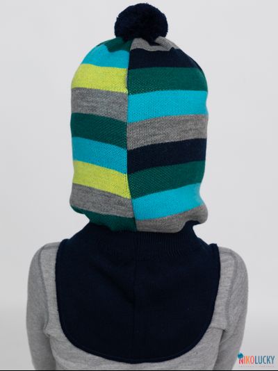 Шапка-шлем  20101-02 темно-синий,бирюзовый,изумрудный р. 54-56