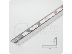 Алюминиевый окантовочный профиль для плитки ПО Г10 серебро глянец